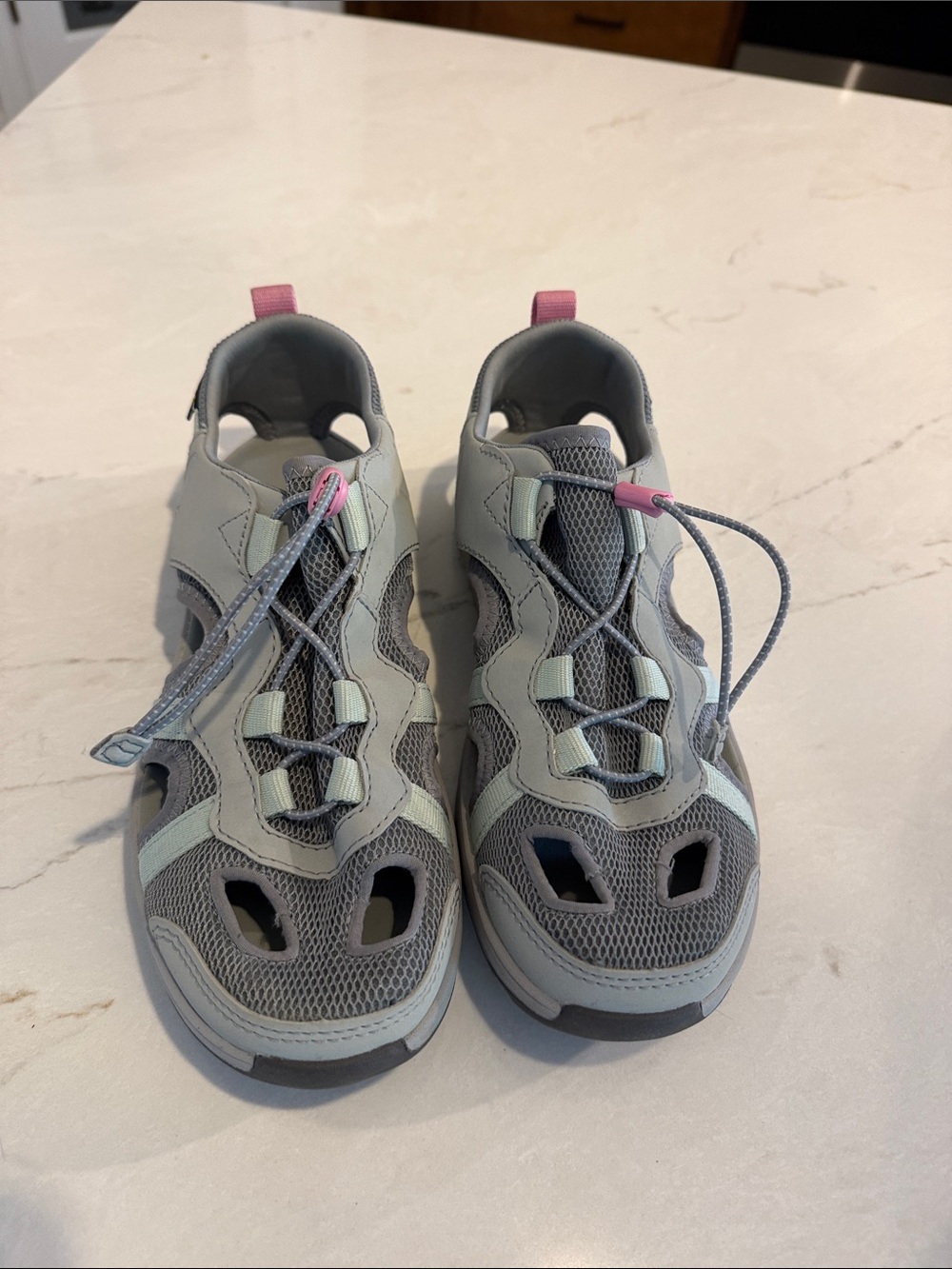 Teva Walhalla Gray and Light Blue Active Sandals with Pink Accents